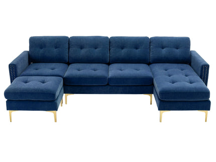 Modern L - Shape Convertible Sectional Sofa With Movable Ottoman