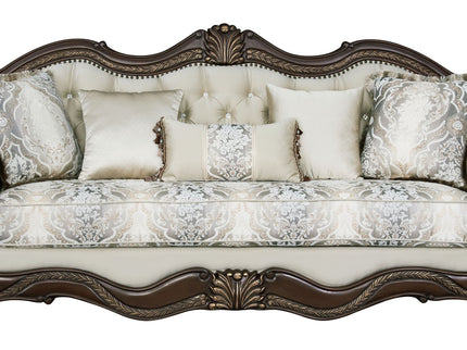 Pierce - Sofa With 5 Pillows - Beige / Cherry