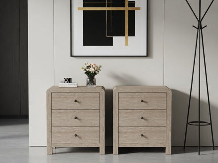 3 Drawer Chest Of Drawers With Soft Close Glides Rounded Corners Handles - Natural