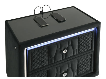 Mika - 2 Drawer LED Nightstand With USB