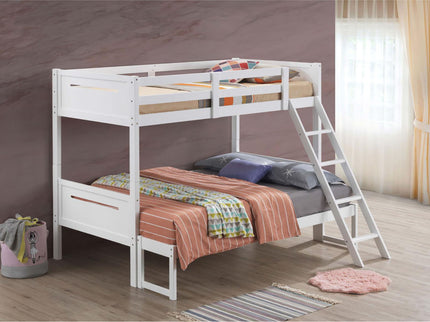 Bunk Bed With Built In Ladder, Safety Guardrails And Angled Access Step