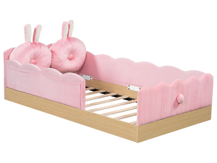 Platform Bed With Animal Pillows And Storage Bags