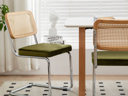 Rattan Side Accent Dining Chairs With Painted Legs (Set of 2)