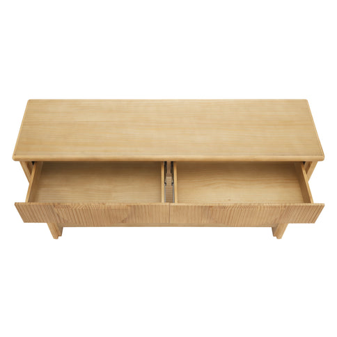 Fluted Console Table With Semi Circular Drawers - Natural