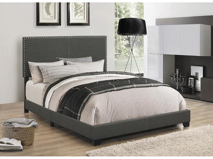 Upholstered Full Bed With Nailhead Trim - Charcoal