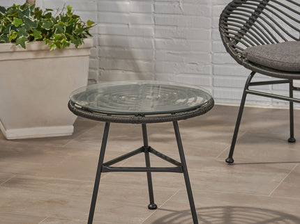 Petrichor - Outdoor Side Table With Tempered Glass And Steel Frame
