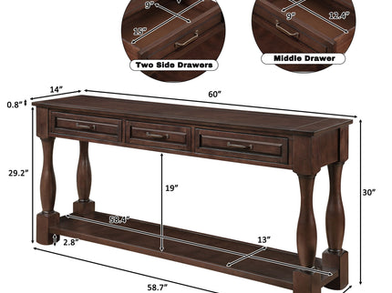 Console Table With 3 Drawers And 1 Bottom Shelf For Entryway - Espresso