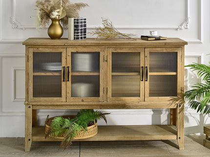Rectangle Accent Sideboard Cabinet With Storage Shelf, Cabinet For Kitchen - Natural Wood