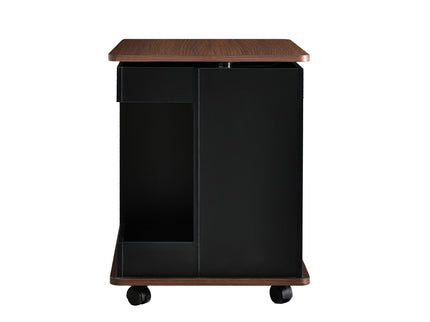 Adjustable End Table With Wheels, 360°Rotating Top And Storage Space