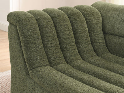 U-Shaped Modular Sectional Sofa With Chaise And Movable Ottoman With Wave-Shaped Armrest