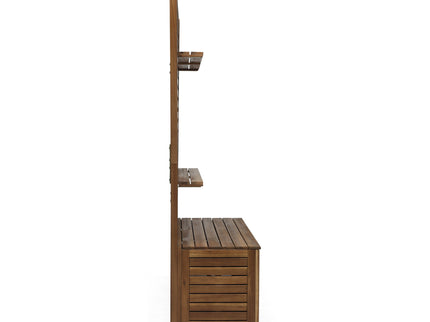 Storage Bench With Rack - Teak