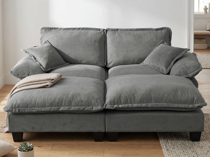 Modular Sectional Sofa With Movable Ottoman & Pillows