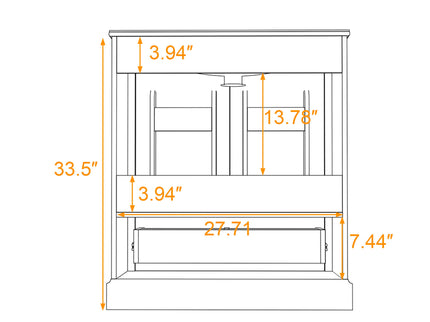 Bathroom Vanity With Sink, 1 Divided Drawer And 2 Soft Close Doors With Double Shelf
