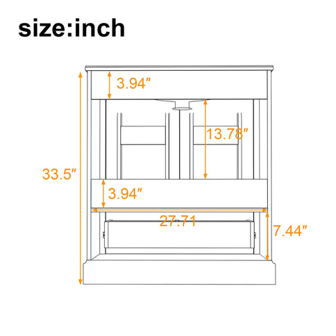 Bathroom Vanity With Sink, 1 Divided Drawer And 2 Soft Close Doors With Double Shelf
