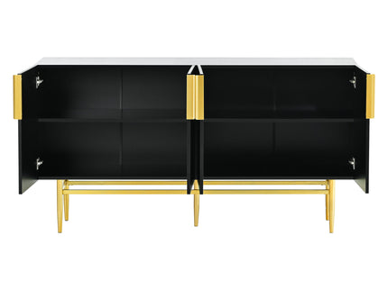 Modern Elegant 4 Door Sideboard Metal Handle Buffet Cabinet For Dining Room, Living Room, Bedroom, Hallway