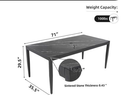 Outdoor Modern Patio Dining Table, Post Tapered Legs, Weatherproof & Rust Free