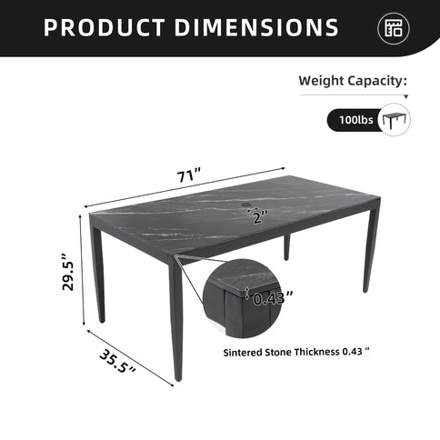 Outdoor Modern Patio Dining Table, Post Tapered Legs, Weatherproof & Rust Free