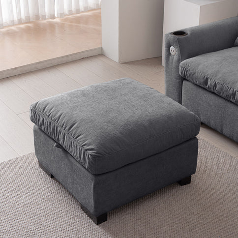 Modern Modular L Shaped Sofa Couch Reversible Ottoman With Storage Removable And Washable Cushions Sofa With USB Ports & Cup Holder For Living Room