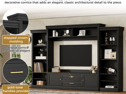 Elegant Entertainment Center Wall Unit With Bookshelves