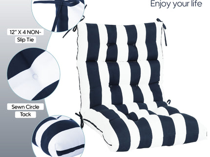 2 Piece High Back Patio Chair Cushion Set, Tufted Adirondack And Rocking Chair Cushions