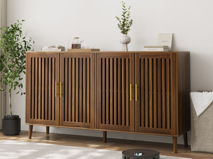 Grille Striped Sideboard Buffet Cabinet With Storage