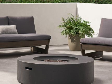 Modern Lightweight Concrete Outdoor Circular Fire Pit 50, 000 Btu