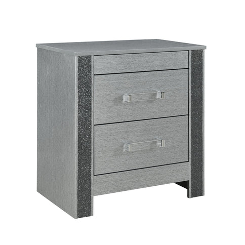 Lorenzo - Nightstand With Hidden Compartment And Handles - Silver