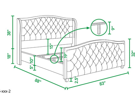 Marcella - King Upholstered Shelter Headboard Bed Set - Beige