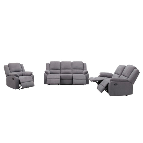 3 Piece Reclining Sofa Set With 150° Deep Recline, 3 Seat Couch, Loveseat & Single Recliner - Gray