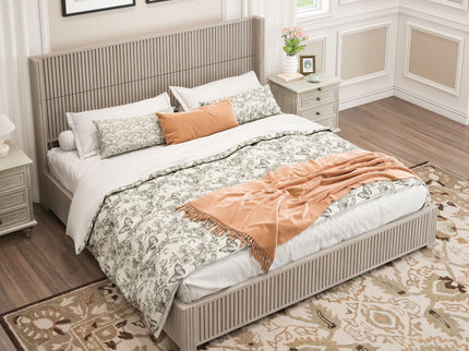 Platform Bed Frame With Headboard, Floor Standing Design