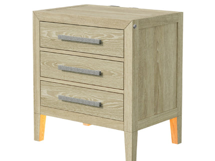 Adeline - 3 Drawers Nightstand With USB & LED Light - Natural Wood Wash
