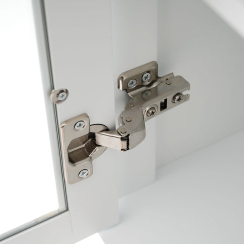 Freestanding Tall Bathroom Cabinet With Adjustable Shelves, Drawers, Soft Close Glass Doors