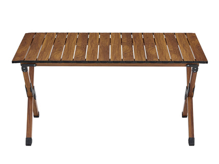 Folding Outdoor Table, Lightweight Aluminum Roll-Up Rectangular Table For Indoor, Outdoor Camping, Picnics, Beach, Backyard, Bbq, Party, Patio - Brown