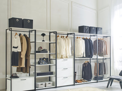 Fiona - Contemporary Wood And Metal Walk In Closet With Drawers