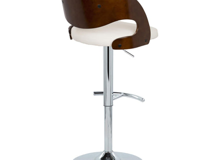 Pino - Mid-Century Modern Adjustable Barstool With Swivel With Rounded T Footrest (Set of 2) - Chrome / Cherry / White
