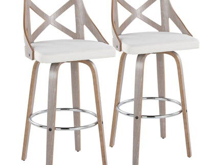 Charlotte - Farmhouse Fixed Height Bar Stool With Round Footrest (Set of 2)