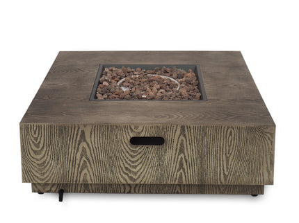 Wellington Square Iron Fire Pit With Wood Pattern Design And 50, 000 Btu Output