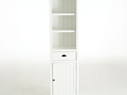 Retro Style 75'' Tall Display Shelf With Cabinet For Hallways Living Room Kitchen - White