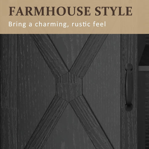 Farmhouse TV Stand With Sliding Barn Doors & Adjustable Storage