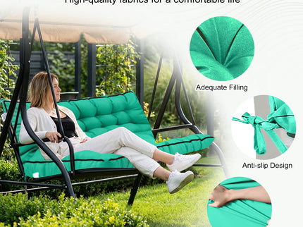 3 Seater Outdoor Porch Swing Cushion With Backrest, Waterproof
