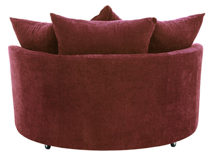 360° Swivel Accent Barrel Chair With Storage Ottoman & 4 Pillows, Modern Leisure Chair Round Accent For Living Room