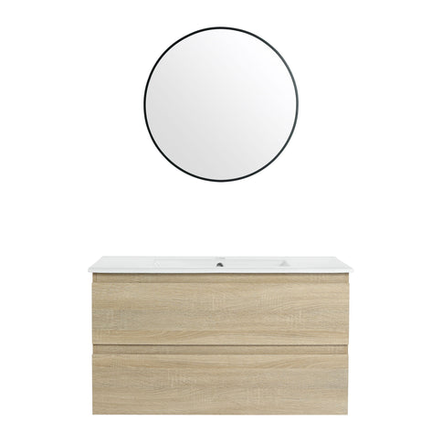 Wall Mounted Bathroom Vanity & Sink, 2 Soft Close Drawers