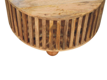 Slatted Round Coffee Table - Beige