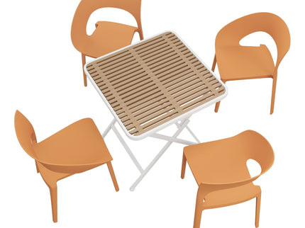 4 Piece Set Of Modern Designed Single Chairs With Folding Square Table