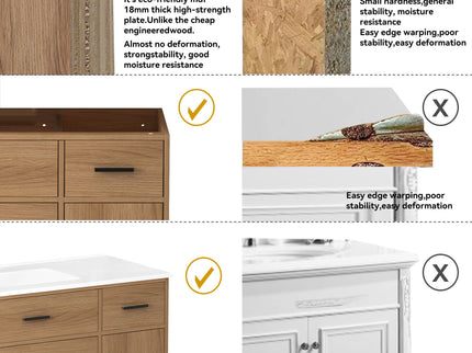 Bathroom Vanity With Abundant Storage 2 Soft Close Doors And 6 Drawers