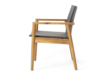 Tranquilize - Outdoor Wooden Club Chair With Woven Wicker Seat And Back (Set of 2) - Light Brown