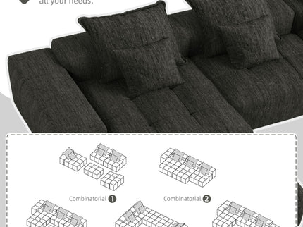 Modern Oversized Diy Combination, Modular Sectional Sofa With Pillows