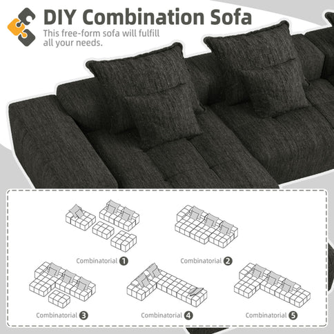 Modern Oversized Diy Combination, Modular Sectional Sofa With Pillows