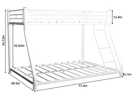 Bunk Bed Frame With Ladder And Guardrail, Heavy Duty Noise Free Design Metal Construction