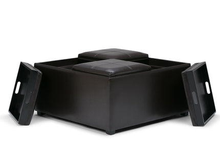 Avalon - Square Coffee Table Storage Ottoman - Tanners Brown